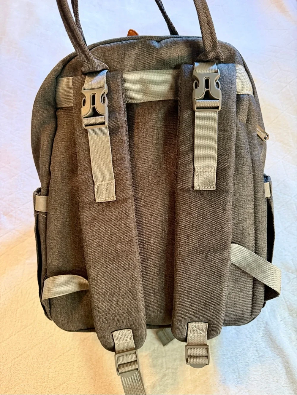 BabbleRoo Gray Diaper Bag Backpack Changing Pad Stroller Straps‎ Pacifier Case